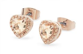 Tipperary Crystal Diamante Heart Drop Earrings Rose Gold